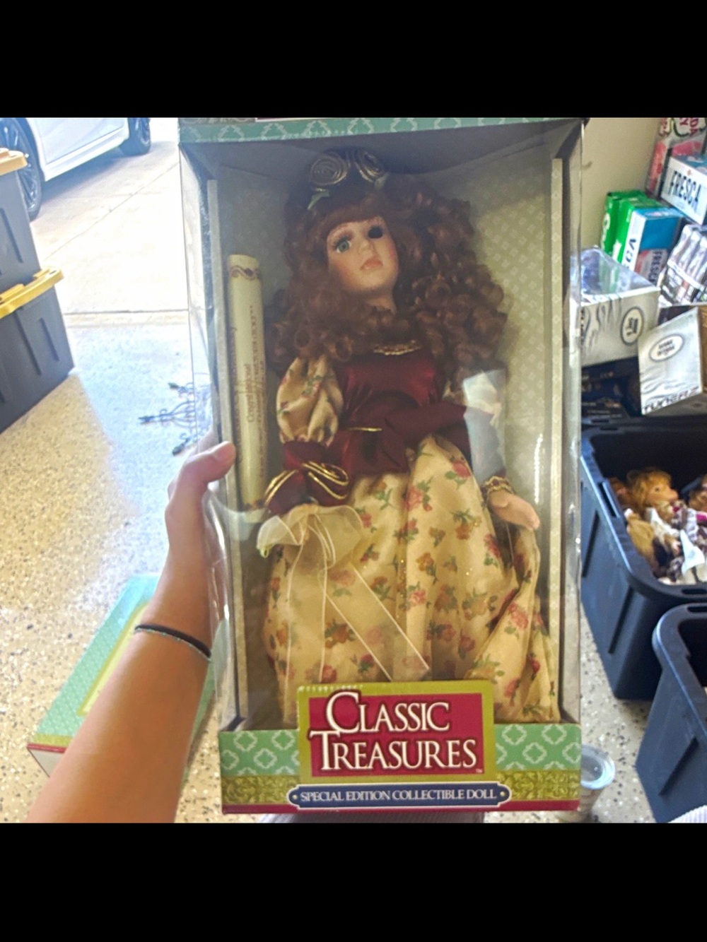 Classic Treasures Burgundy & Cream Porcelain Dress Doll